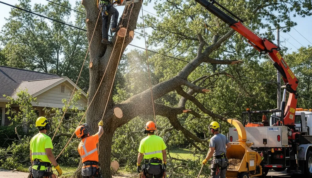 Emergency tree removal crew clearing storm damage in Redmond, WA