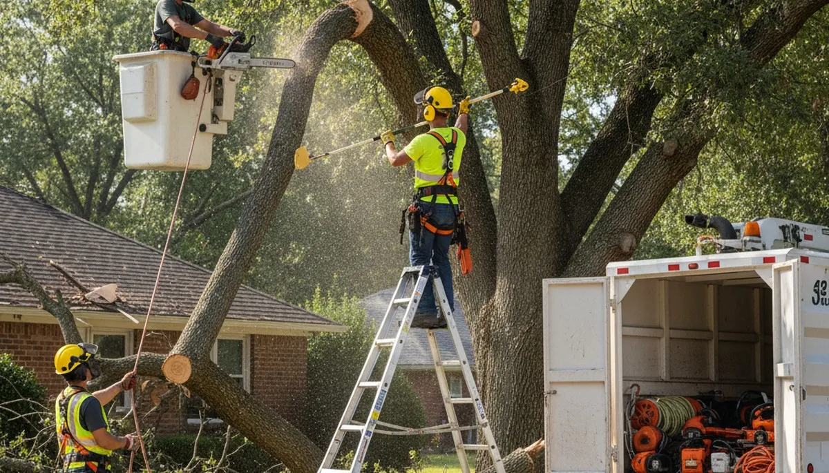 Redmond, WA tree service crew removing storm-damaged trees for emergency hazard cleanup