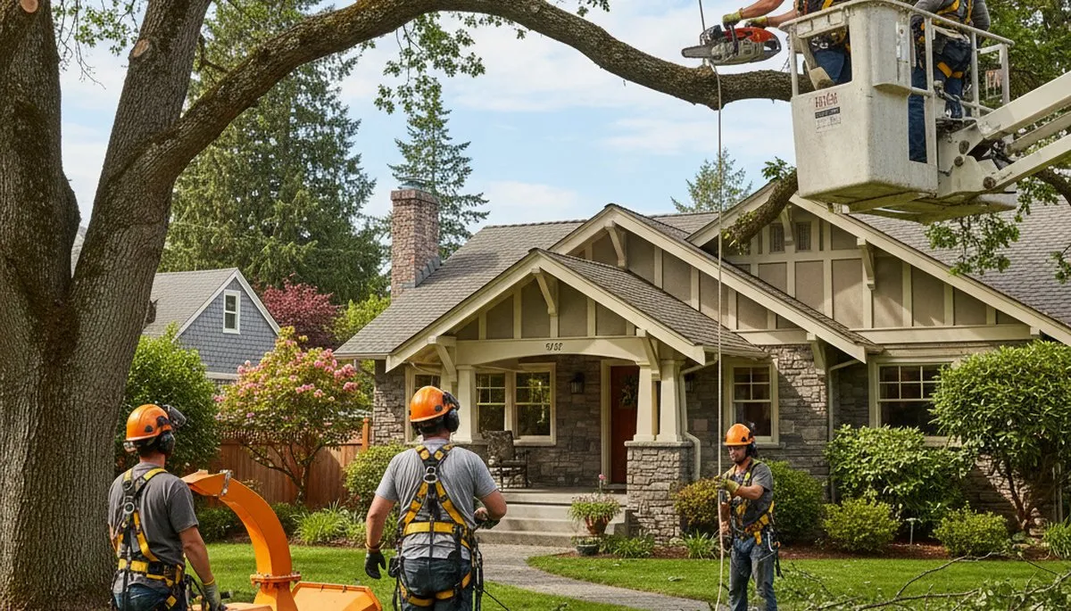 Tree service crew in Redmond, WA providing professional tree removal and trimming for local property owners
