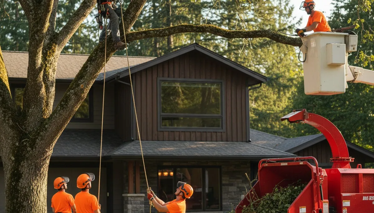 Tree service crew in Redmond, WA providing safe tree removal and trimming for local properties